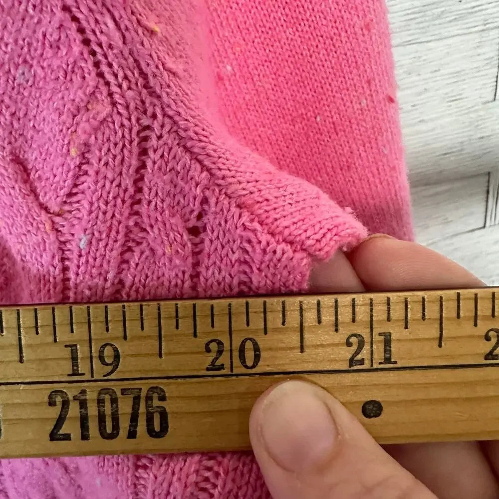 Talbots‎ sweater cable knit button cuff pink confetti triedMom feminine petite